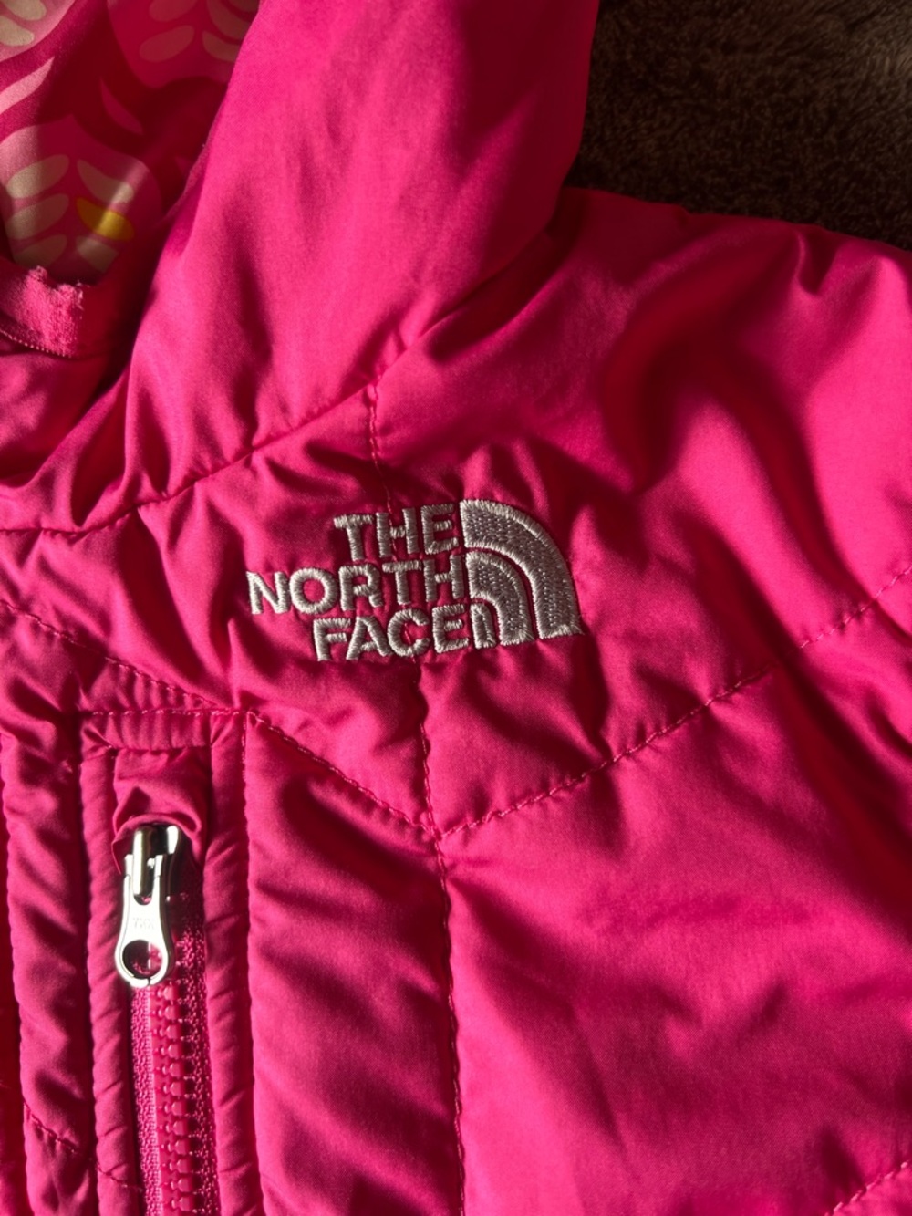 The North Face Baby Perrito Reversible Jacket 12-18M Pink Hooded Puffer Coat - Picture 4 of 9